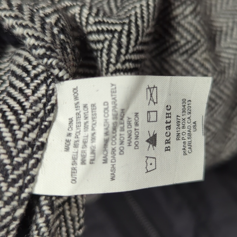 Prana Sadi Full Zip Reversible Hooded Puffer‎ Vest Herringbone Tweed Womens Med - Picture 7 of 7